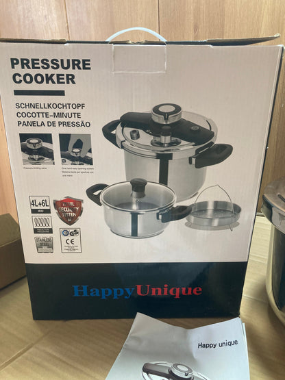 Lot Imported Happy Unique 4+6L Stainless Steel Pressure Cooker With Steamer