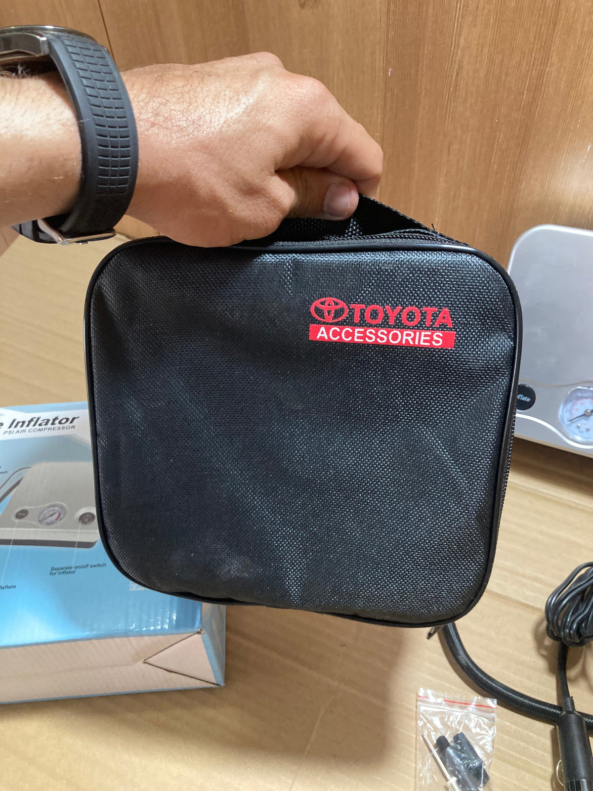 Toyota Tire Inflator/Air Compressor With 3 High Air Flow Nozzles & Adaptors