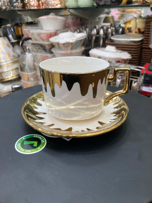 GGK Premium Quality Bone China Classic Collection 6pcs Tea Cup & Saucer Set