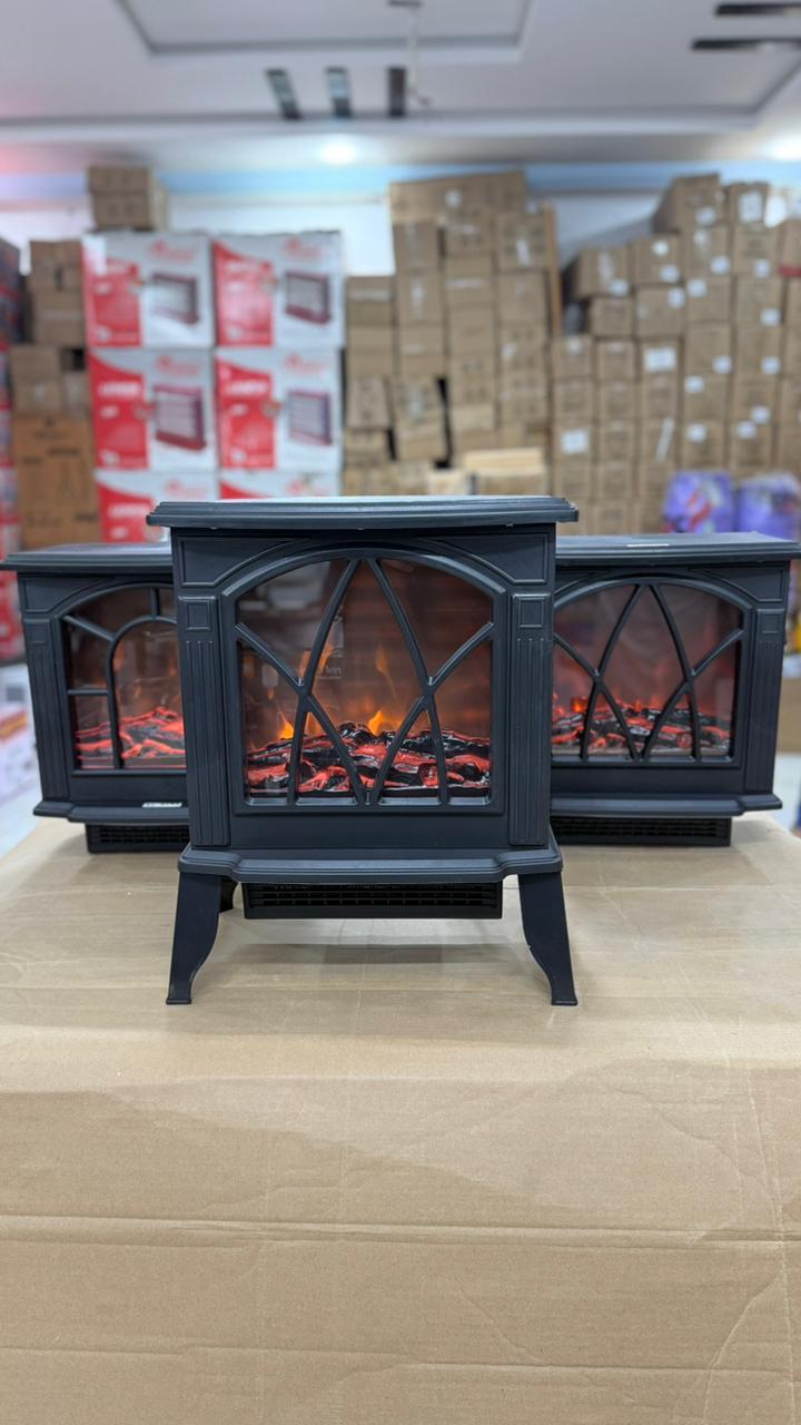 NBC007BK Electric Fireplace Room Heater – Modern Black LED Flame Heater with Adjustable Thermostat & Safety Protection